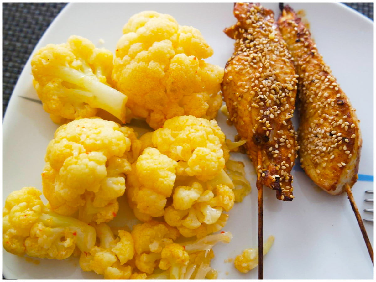 Knoblauch-Hähnchen-Spieße mit Blumenkohl in Chili-Butter – Ein Low Carb ...